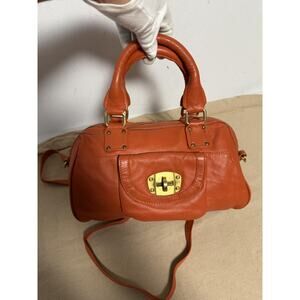 Michael Rome Designs Bag Womens Size Orange Leather Satchel Crossbody Shoulder